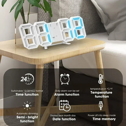 Reloj LED Digital 3D de Escritorio y Pared