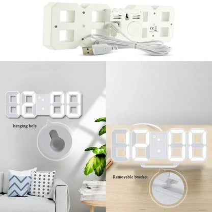 Reloj LED Digital 3D de Escritorio y Pared
